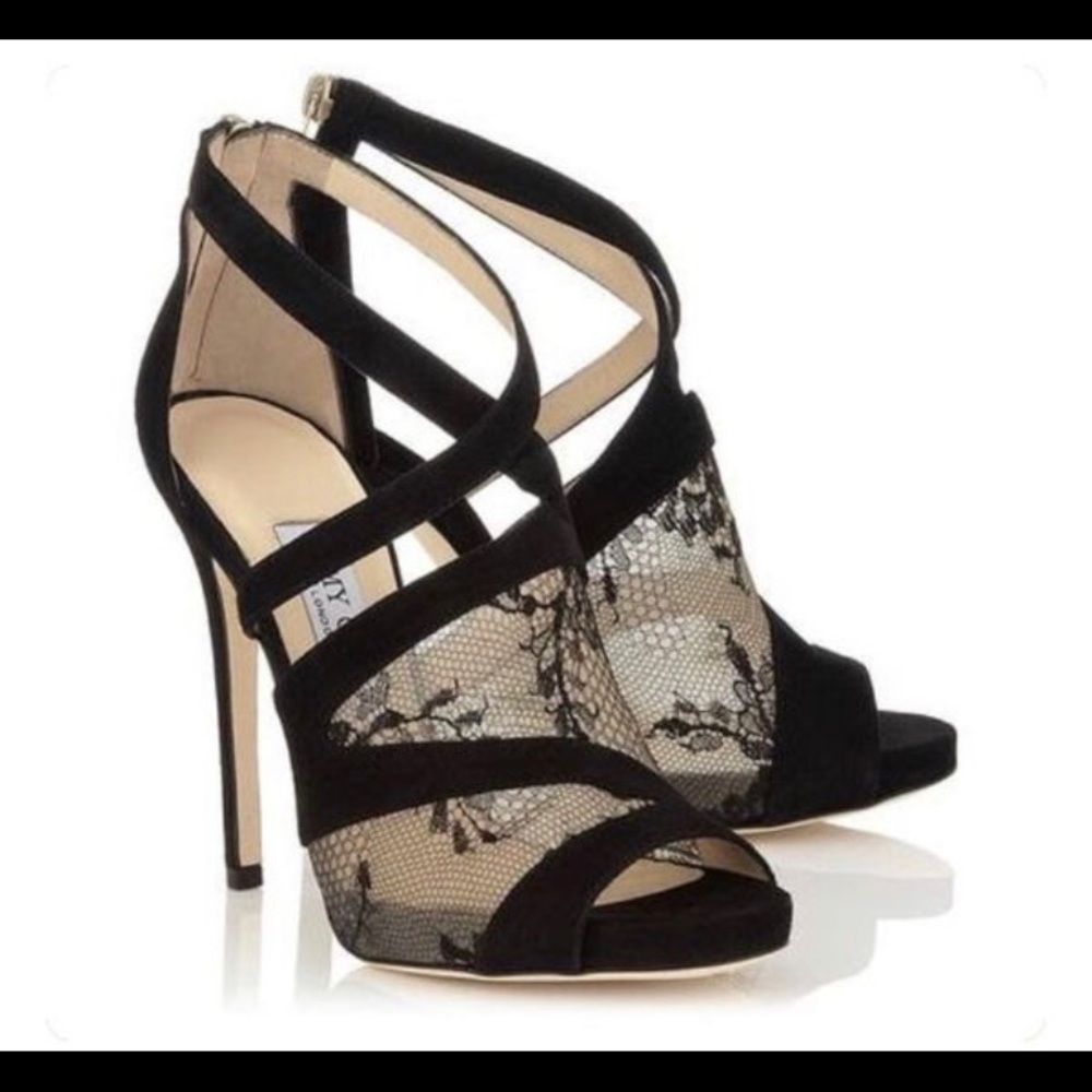 🦩Jimmy Choo Vantage Suede Lace Inset -Black